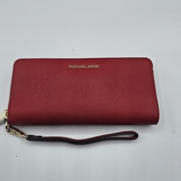Michael Kors Large Jet Set Red Wallet - Picture 4 of 11